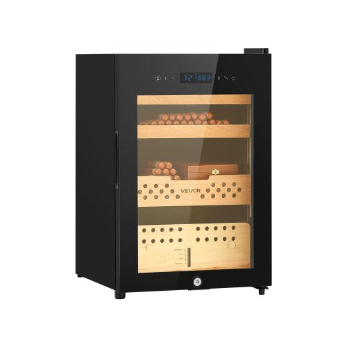 Elektrisk humidor, 60 liter, 350-enheters elektrisk cigarrhumidor med kompressorkylning, konstant fuktighets- och temperaturkontroll, hyllor och lådor i spanskt cederträ, 3 lager, för hushållet