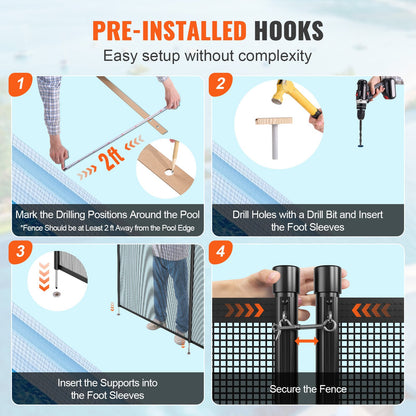 Poolstaket, 1,2 x 3,7 m poolstaket för nedgrävda pooler, avtagbart barnsäkert poolstaket, enkel gör-det-själv-installation av poolstaket, 340 g Teslin PVC-poolstaketnät skyddar barn och husdjur