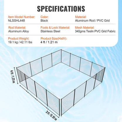 Pool Fence, 1.2 x 14.6 m Removable Pool Fences for Inground Pools Outdoor