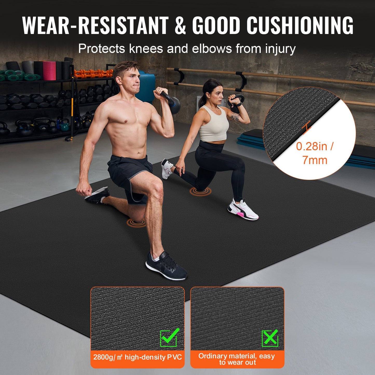 Träningsmatta Halkfri Yogamatta Gym Fitness Pilates Träningsmatta (2,4x15 m)