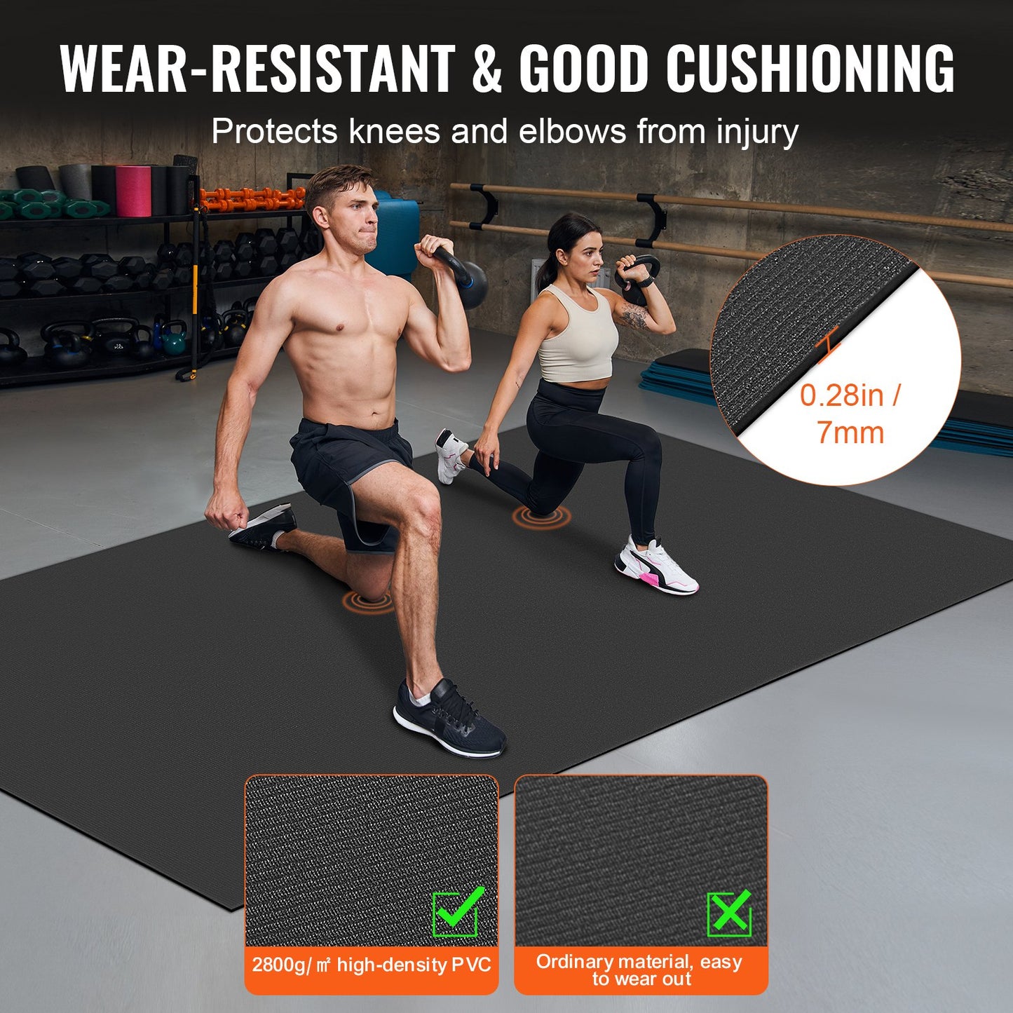 Träningsmatta Halkfri Yogamatta Gym Fitness Pilates Träningsmatta (3x1,8 m)