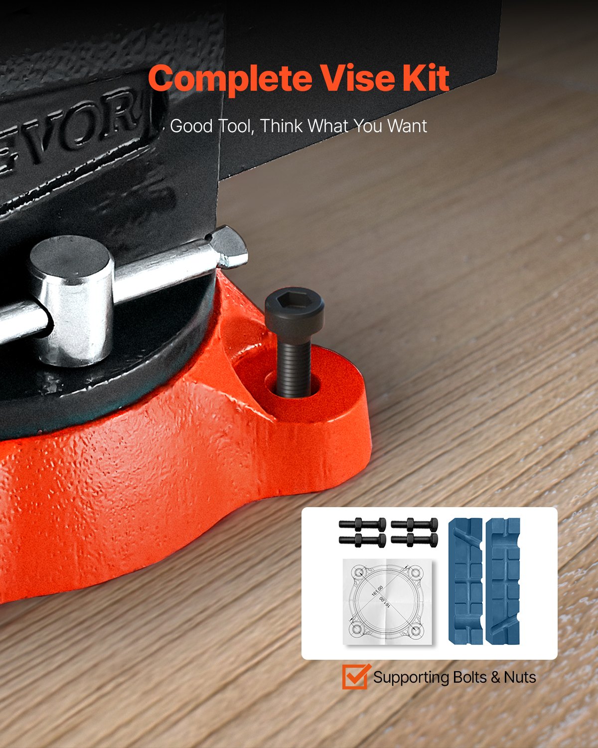Bänkskruvstycke, 140 mm (5,5 tum) käftbredd, 140 mm (5,5 tum) max käftöppning. Multifunktionsskruvstycke med 360° vridbar låsbas, 71 mm (2,8 tum) öppningsdjup, kraftigt arbetsbänksskruvstycke i segjärn, tvåvägskäftar för fastspänning av runda rör.