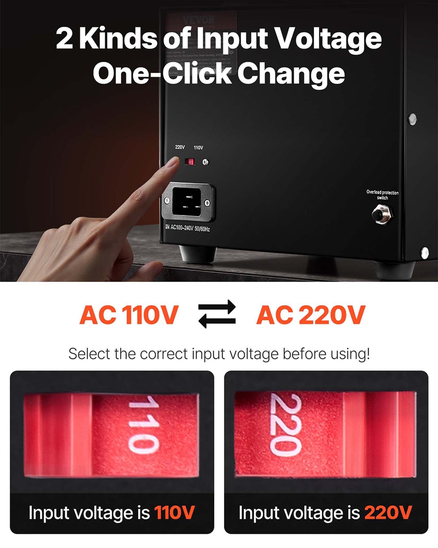 Spänningsomvandlare, 5000VA, Kraftig upp-/nedtransformator, Omvandlare från 110 volt till 220 volt och från 220 volt till 110 volt, med amerikanskt uttag, EU-uttag, 5V USB-port, CE-certifierad
