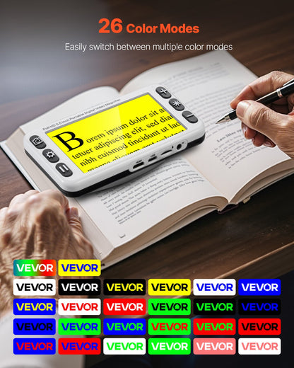 Portable Digital Magnifier, 127mm HD Electronic Video Magnifier for Low Version, 2X - 48X Electronic Reading Aid with 13MP Near & Far Dual Lens, 26 Color Mode, AV/HDMI Output & Foldable Handle