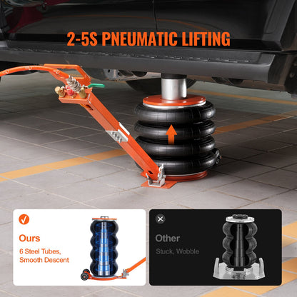 Luftdomkraft, 6 ton/13000 lbs, 2-5 S pneumatisk domkraft med förhöjd kolumn och justerbart handtag, lättlyftbar och platsbesparande domkraft med tjock gummikudde, passar sedan, SUV, pickup