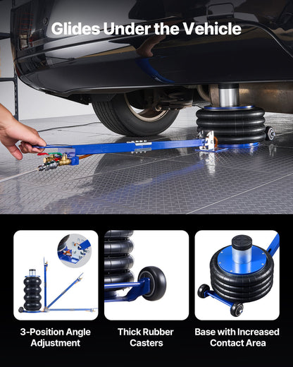 Air Jack, 6 Ton Quadruple Bag Airbag Jack, Lift Up to 673 mm with Heightened Column, Adjustable Handle & Thick Rubber Pad, 2-5 s Fast Lifting Pneumatic for Car, SUV, Pickup Truck Repair, Garage