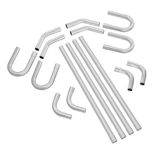 Avgassystem, 16 delar, gör-det-själv universal avgassystem i galvaniserat stål med glidkoppling och stort avgasrör, rostfritt avgasrör för avgassystem, passar för garage/bilverkstad/4S-butik