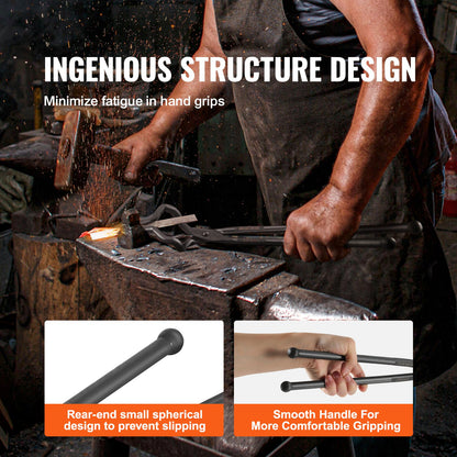 Smedtänger, 18” Z V-bitstänger, smidstänger i kolstål med nitar i A3-stål, för knivblad, långa bitar, cirkulära smidesstycken, för nybörjare och erfarna smeder och bladsmeder