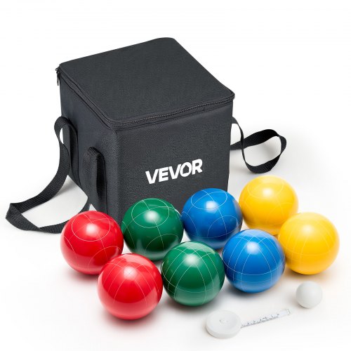 Bocciabollset, 107 mm, med 8 hartsbollar, Pallino, bärväska och mätrep, röd/grön/blå/gul 4 färger, för 2 till 8 spelare, bocciabollsspelset för strand, gräsmatta, familjens bakgård
