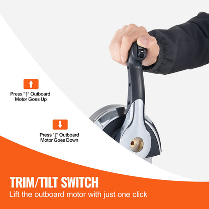 Gasreglage för båt, 8M0059686 Toppmonterad fjärrkontrollbox för utombordare för Mercury PT 2-taktare, Marin gasreglage med power trim-brytare