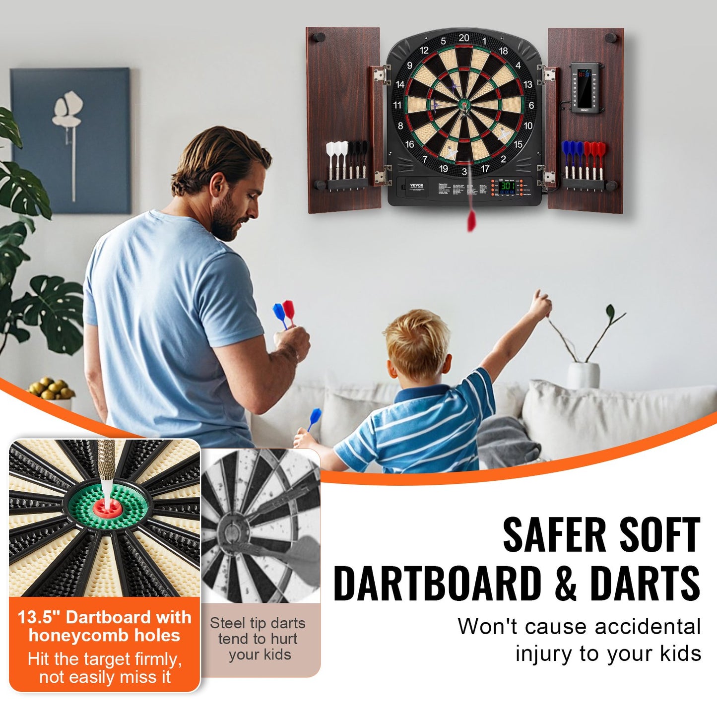 Darttavla och skåpset, spelklart paket Darttavlaskåpset, dolt skåp med elektronisk poängsättning, enkel montering, komplett med alla tillbehör, perfekt för cricketmatcher