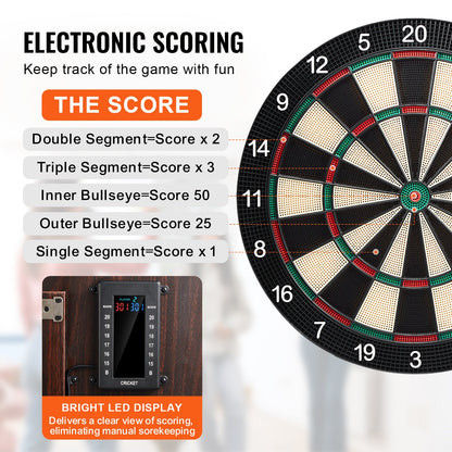 Darttavla och skåpset, spelklart paket Darttavlaskåpset, dolt skåp med elektronisk poängsättning, enkel montering, komplett med alla tillbehör, perfekt för cricketmatcher