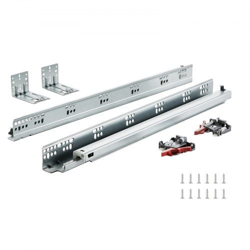 10 par 533,4 mm lådskenor för montering på undersidan, kraftiga stålskenor med kullager, mjukstängande, ljudlösa skenor för skåp och kök med låsmekanism, 100 lbs