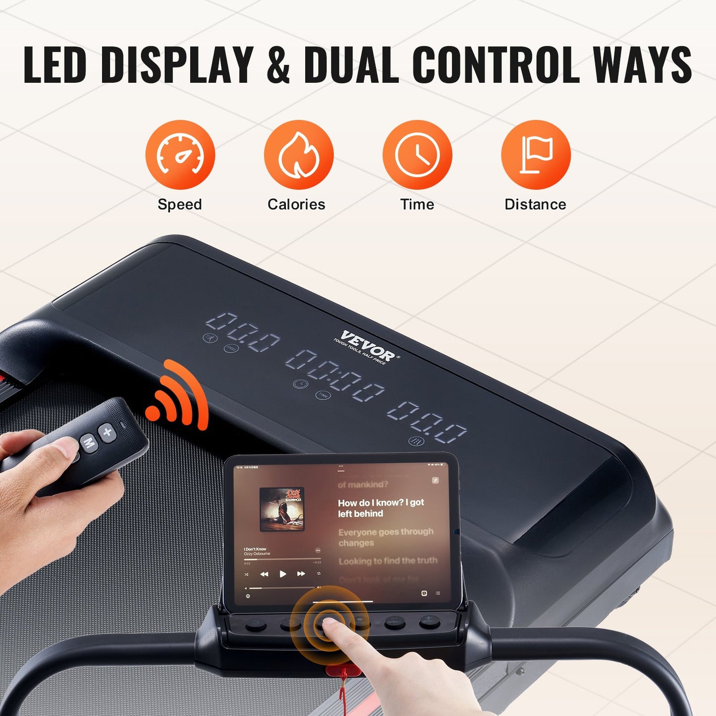 Gångmatta, löpband för under skrivbordet för hemmakontor, fungerande löpmaskin, hopfällbart löpband med kapacitet på 125 kg, bärbar 2,5 hk 2-i-1-matta med handtag, fjärrkontroll och LED-display