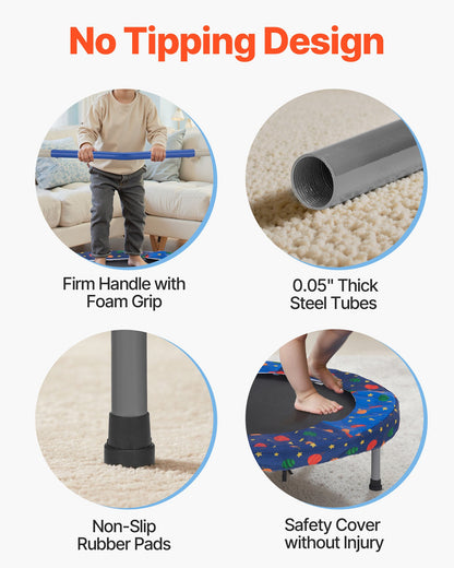 90 cm barnstudsmatta, 1 meter inomhus- och utomhusstudsmatta, hopfällbar ministudsmatta med handtag, rebounderstudsmatta för småbarn, födelsedagspresent till barn från 3 år, pojkar och flickor för skojs skull, Bule