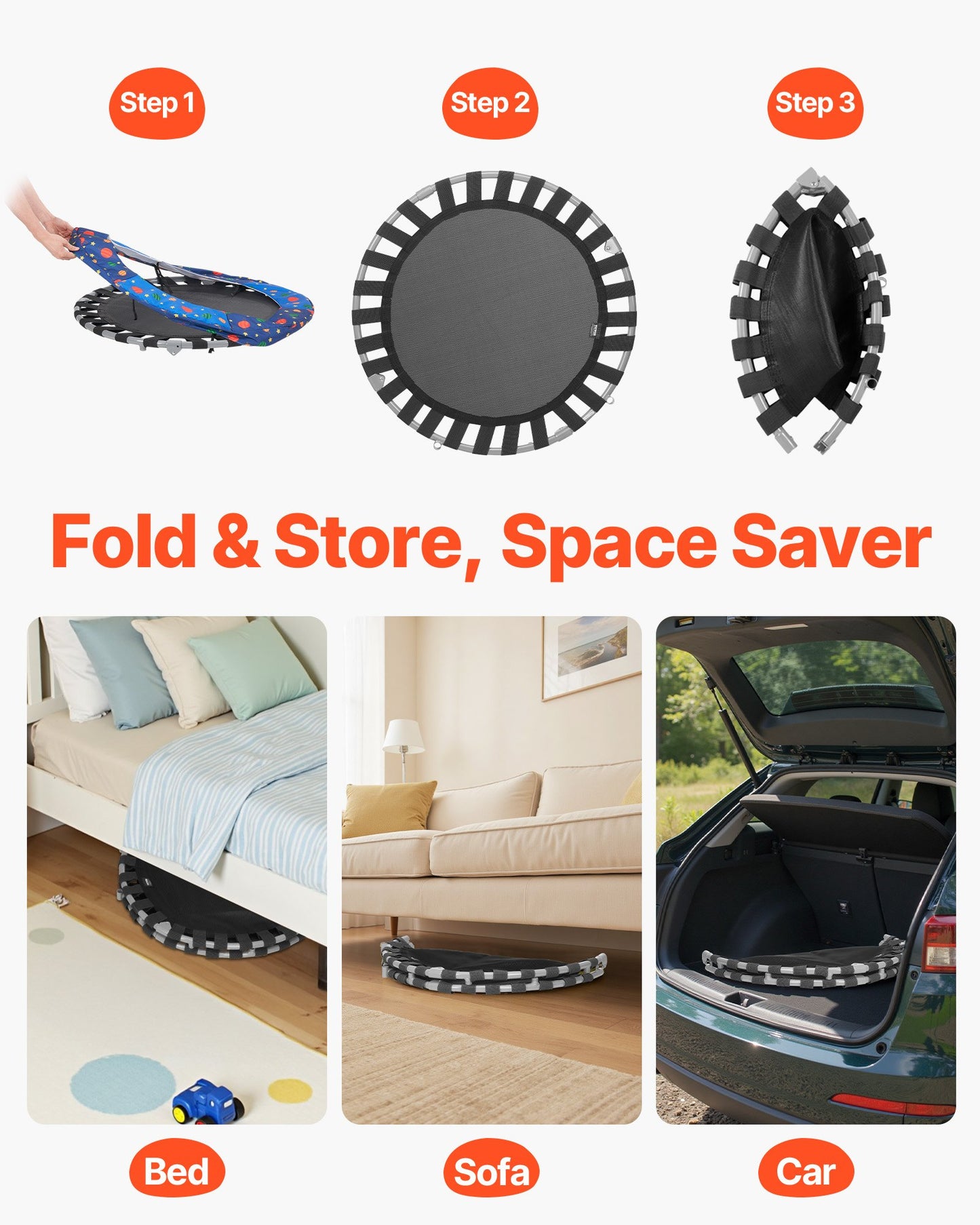 90 cm barnstudsmatta, 1 meter inomhus- och utomhusstudsmatta, hopfällbar ministudsmatta med handtag, rebounderstudsmatta för småbarn, födelsedagspresent till barn från 3 år, pojkar och flickor för skojs skull, Bule