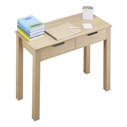 Litet skrivbord med lådor, barnskrivbord för sovrum, modernt enkelt studiebord för att rita, läsa, skriva, rektangulärt MDF-möbelstudiebord för hem, kontor, ljust trä