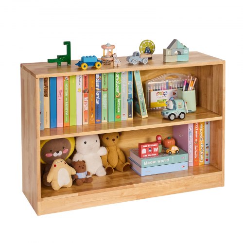 Montessori Bookshelf, 870 mm Width Toy Storage Organizer, 2-Tier Kids Display Storage Cabinet, Daycare Furniture, Kids Bookshelf for Bedroom, Nursery, Living Room, Entryway, Preschool, Brown