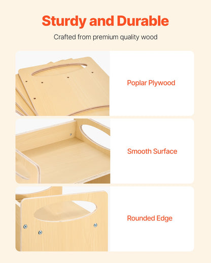 Montessori avvänjningsbord och stolsset, träbord och stolsset för småbarn i åldrarna 1-5, justerbar höjd för barn, Montessoristol och aktivitetsbord, perfekt för läsning, ätande, lek - naturlig