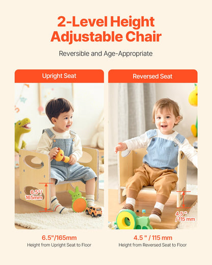 Montessori avvänjningsbord och stolsset, träbord och stolsset för småbarn i åldrarna 1-5, justerbar höjd för barn, Montessoristol och aktivitetsbord, perfekt för läsning, ätande, lek - naturlig
