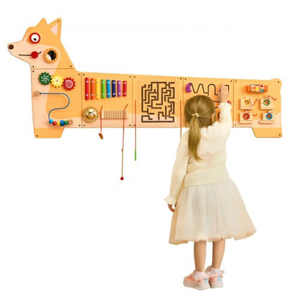 Aktivitetstavla med valpar, 12 aktiviteter, Montessori sensorisk väggleksak för barn 3-12 år, Montessori aktivitetscenter, perfekt för småbarnslekrum, barnrum och klassrum