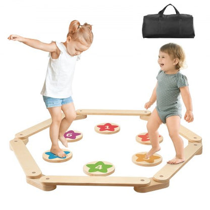 Balansbom Stepping Stones, 6 st träbalansbrädor för småbarn, Montessorileksak för barn 2-6, Bygg koordination och grovmotorik, Gymnastikbana inomhus och utomhus för flickor pojkar present