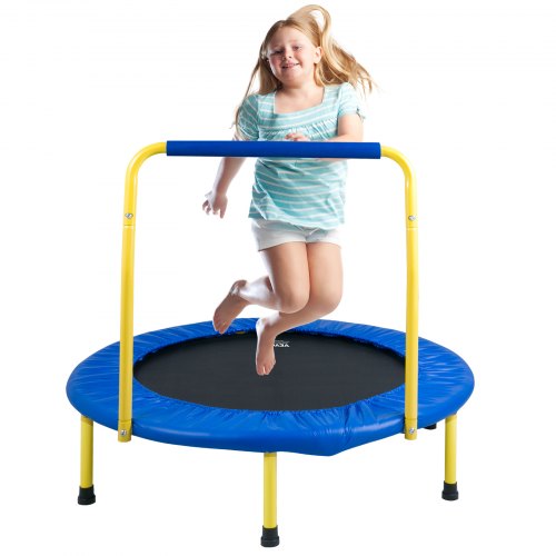 91,4 cm studsmatta för barn, 91,4 cm studsmatta för inomhus-/utomhusbruk för småbarn, hopfällbar mini-babystudsmatta med skumhandtag, rekreationsstudsmatta som födelsedagspresent för barn från 3 år