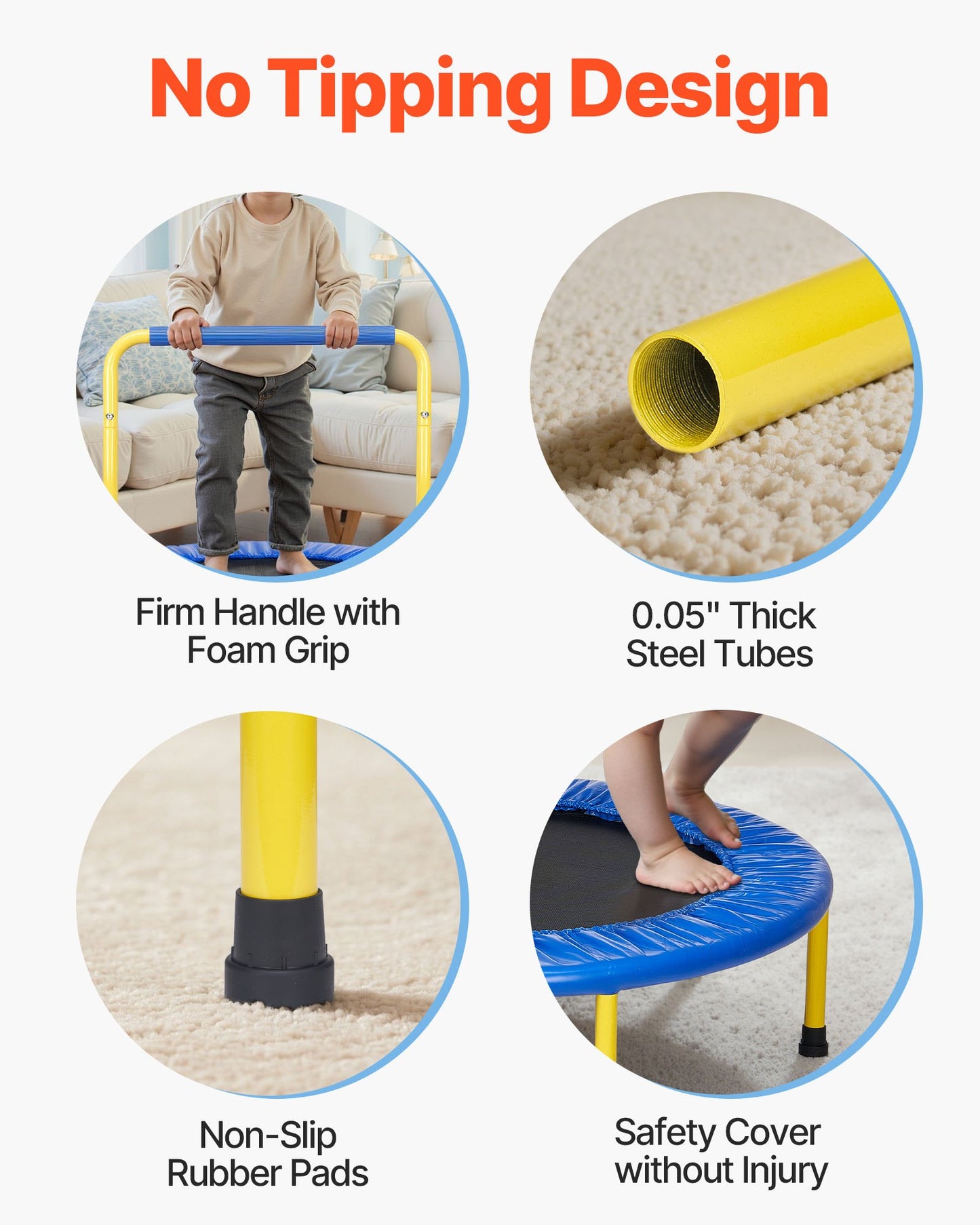 91,4 cm studsmatta för barn, 91,4 cm studsmatta för inomhus-/utomhusbruk för småbarn, hopfällbar mini-babystudsmatta med skumhandtag, rekreationsstudsmatta som födelsedagspresent för barn från 3 år
