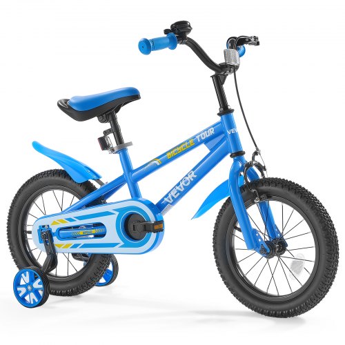 Kids Bike, 35.56 cm BMX Style Children Bicycle, Rider Height 90 cm - 115 cm, Training Wheels Included, Sturdy and Easy to Assemble, Toddler Bike for Boys & Girls Learning to Ride, Blue