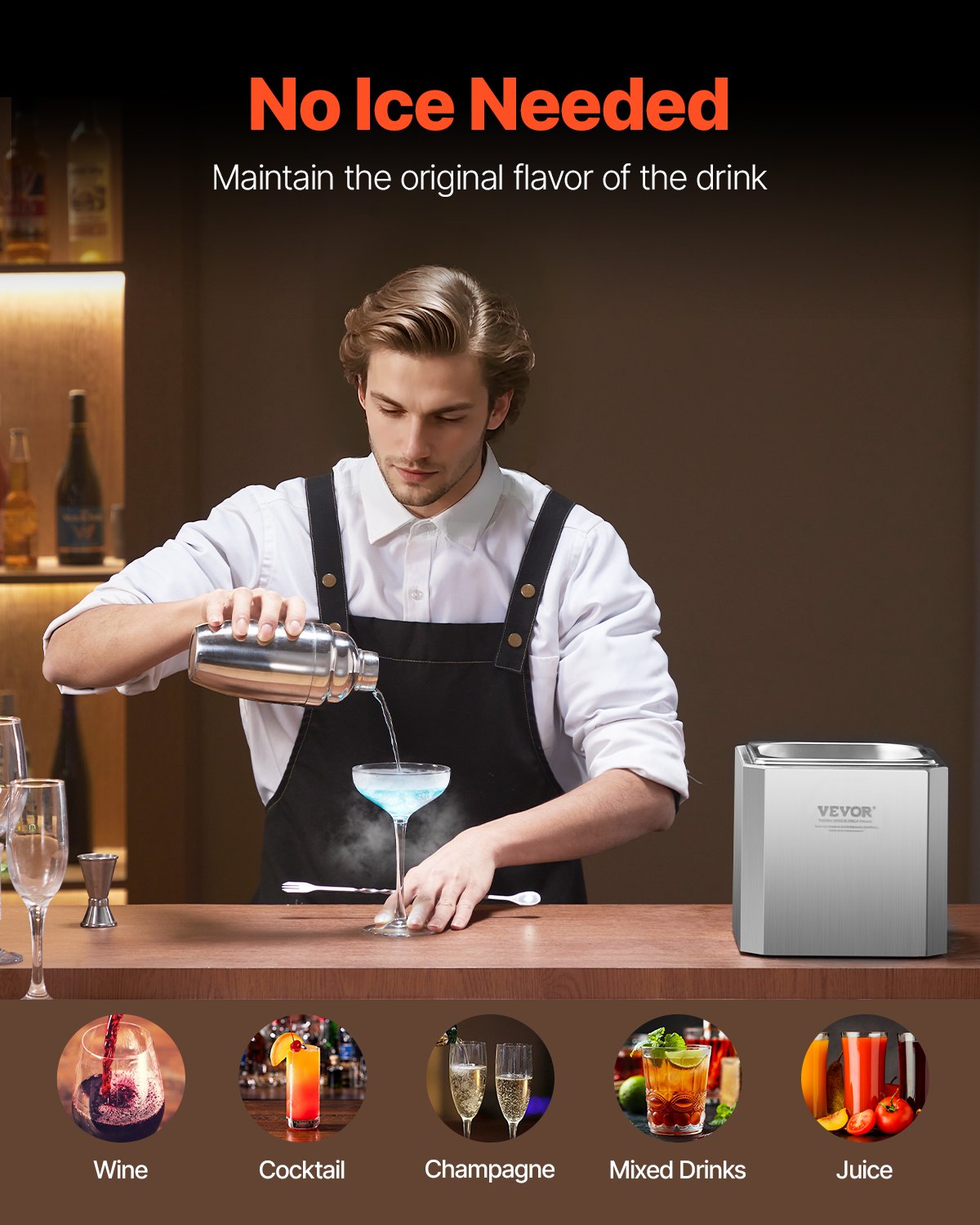 Glasfrostningskylare, CO2-ölglasfrostning, 8-10 sekunder/kopp med LED-ljus, snabbglaskylare för vin, cocktail, champagne, blandade drycker, juice, perfekt för bar, restaurang, hemmakök