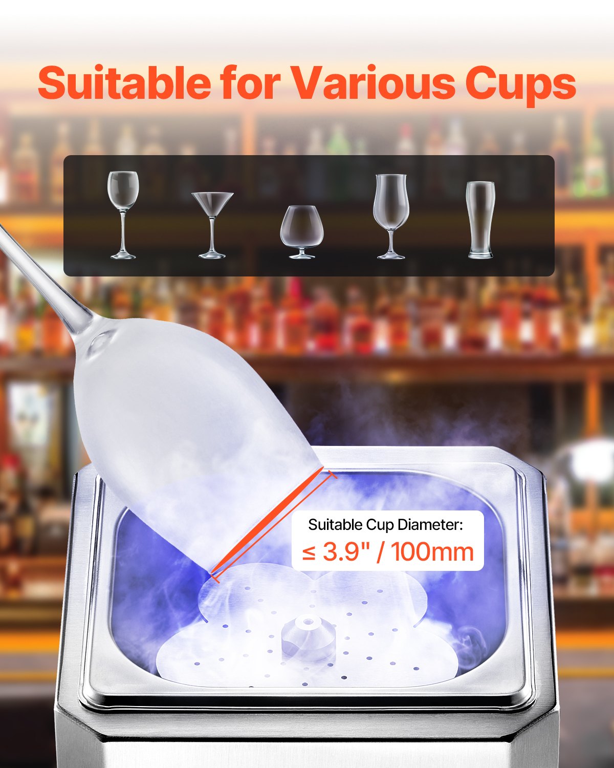 Glasfrostningskylare, CO2-ölglasfrostning, 8-10 sekunder/kopp med LED-ljus, snabbglaskylare för vin, cocktail, champagne, blandade drycker, juice, perfekt för bar, restaurang, hemmakök