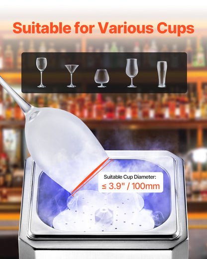 Glasfrostningskylare, CO2-ölglasfrostning, 8-10 sekunder/kopp med LED-ljus, snabbglaskylare för vin, cocktail, champagne, blandade drycker, juice, perfekt för bar, restaurang, hemmakök
