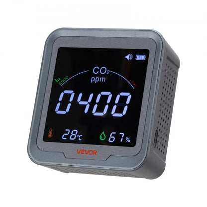 Carbon Dioxide Monitor, CO2 Controller with Temperature and Humidity Display, 4.57m NDIR Sensor Cable CO2 Sensor, Carbon Dioxide Detector for Bedside, Home, Office, Car, Lightweight & Portable