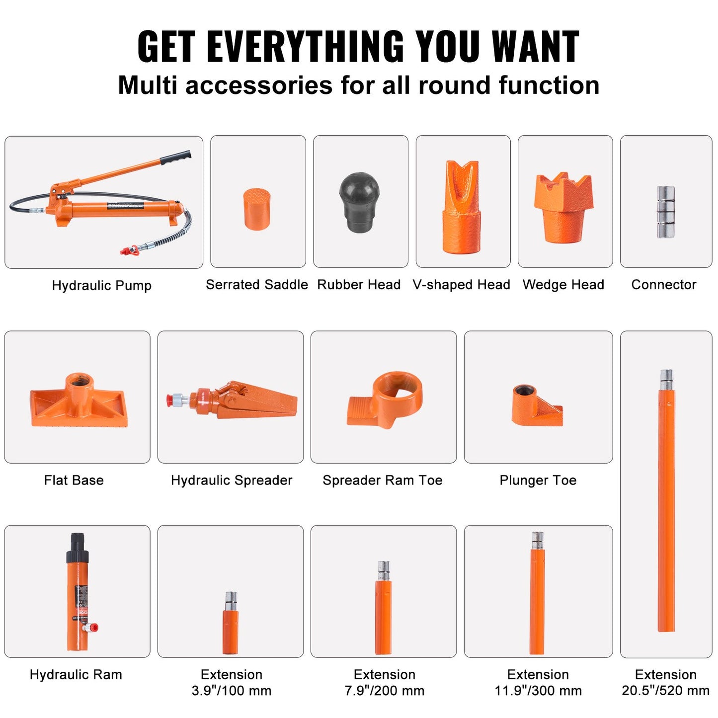 10 tons portakraftssats, bärbar hydraulisk domkraft med 1,4 m oljeslang, reparationssats för bilram med förvaringsväska för bilreparationer, lastbilar, lantbruk