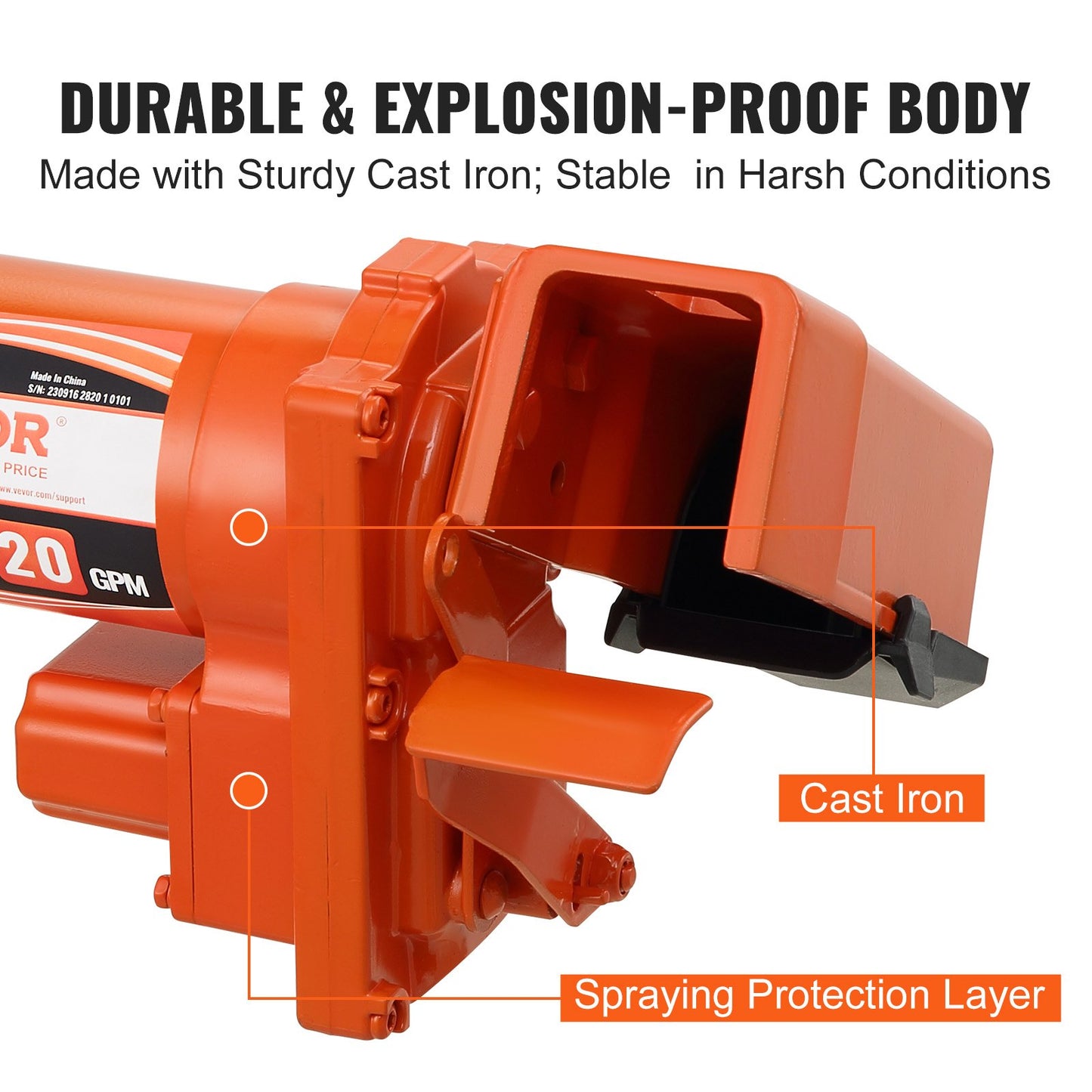 Bränsleöverföringspump, 12V DC 20 GPM 1/4 hk, högflödes gjutjärnsbensinutsugspump med bränsleuppsamlingsboxdesign för bensin, diesel, fotogen, etanol- och metanolblandningar samt biodiesel