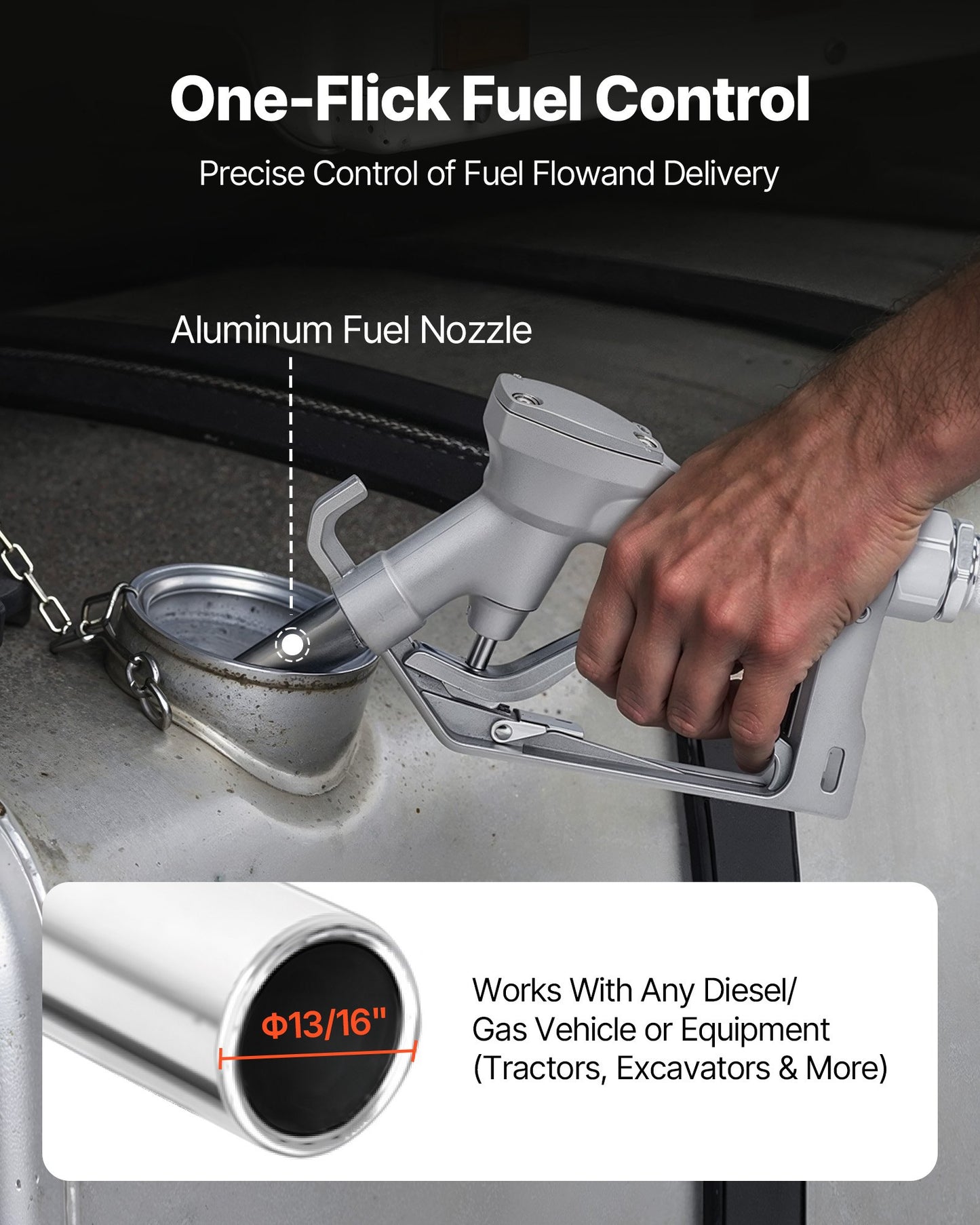 Bränsleöverföringspump, 12V DC 76 L/min (20 GPM) 186W (1/4 hk) dieselpump, utsugspumpar med manuellt munstycke, utloppsslang och sugrör, för bensin, diesel, fotogen, etanol-metanolblandningar och biodiesel