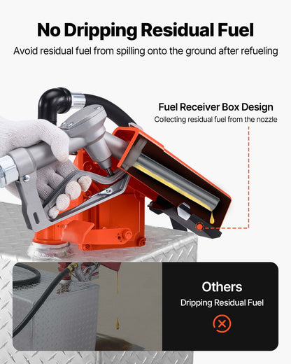 Bränsleöverföringspump, 12V DC 76 L/min (20 GPM) 186W (1/4 hk) dieselpump, utsugspumpar med manuellt munstycke, utloppsslang och sugrör, för bensin, diesel, fotogen, etanol-metanolblandningar och biodiesel