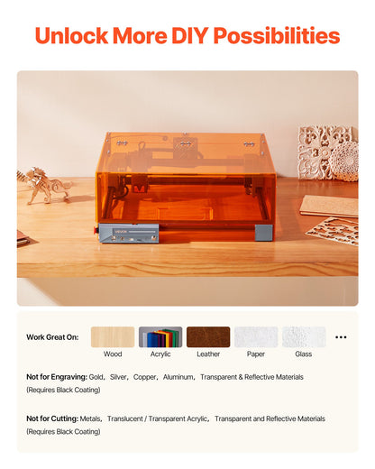 Lasergravör, 20W, lasergraverings- och skärmaskin med hölje, laserskärare och gravör, 7000 mm/min, 300 x 300 mm arbetsyta, för trä, läder, glas, vissa metaller, klass 1