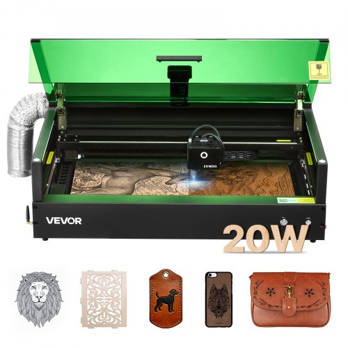 Laser Engraver, 20W, Laser Engraving and Cutting Machine with Enclosure Camera, Laser Cutter, 36000 mm/min, 500 x 320 mm Working Area, for Wood, Leather, Glass, Paper, Certain Metal, Class 1