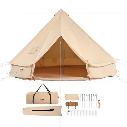 Canvas Bell-tält, 4 säsonger 3 m/9,8 fot jurttält, canvastält för camping med spisuttag, andningsbart tält rymmer upp till 4 personer, familjecamping utomhus jaktsällskap