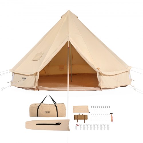 Canvas Bell-tält, 4 säsonger 3 m/9,8 fot jurttält, canvastält för camping med spisuttag, andningsbart tält rymmer upp till 4 personer, familjecamping utomhus jaktsällskap