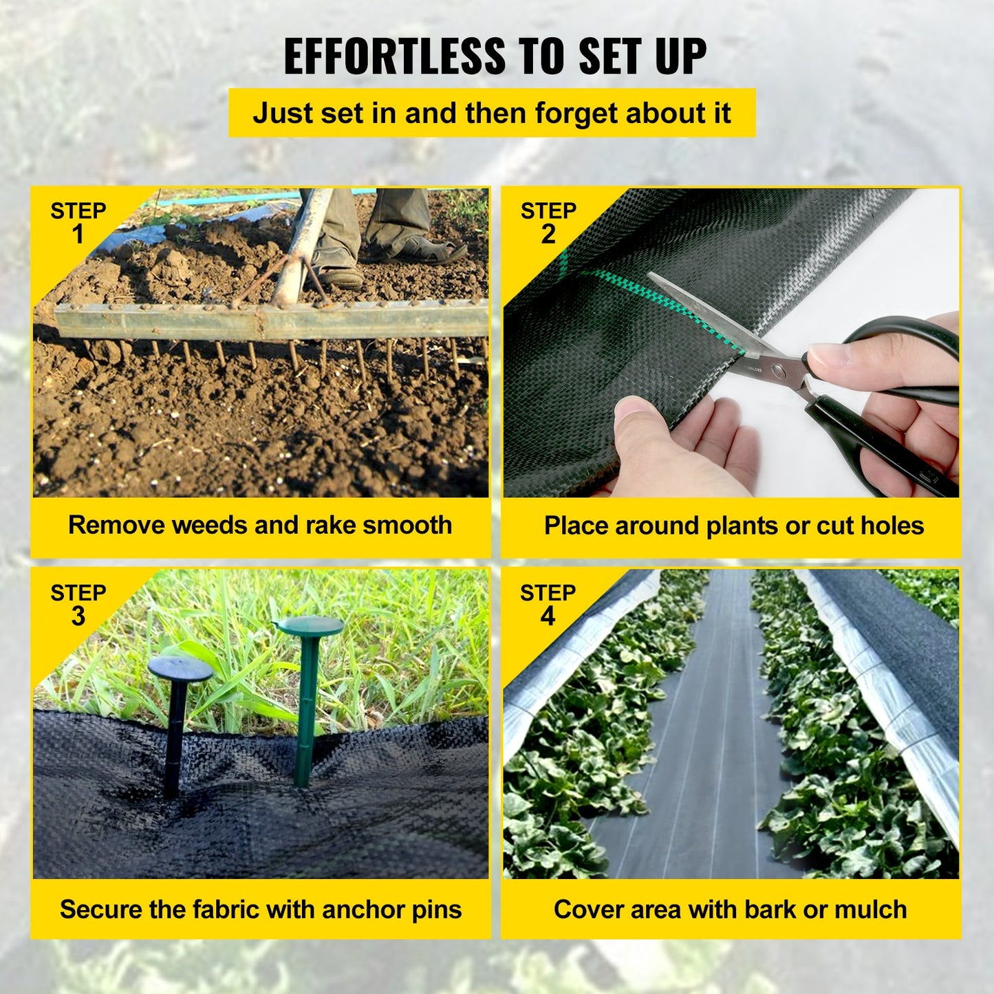 3FTx50FT Premium Weed Barrier Fabric Heavy Duty 5OZ, Woven Weed Control Fabric, High Permeability Good for Flower Bed, Geotextile Fabric for Underlayment, Polyethylene Ground Cover