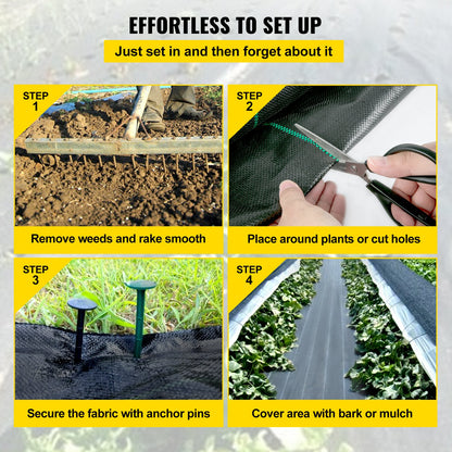 3FTx50FT Premium Weed Barrier Fabric Heavy Duty 5OZ, Woven Weed Control Fabric, High Permeability Good for Flower Bed, Geotextile Fabric for Underlayment, Polyethylene Ground Cover