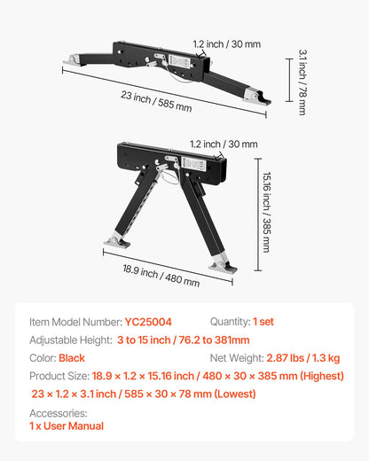 RV Step Stabilizer, Height Adjustable Step Stabilizer Kit, Camper Stair Stabilizers with Powder Coated Steel for 5th Wheels, Travel Trailers and Motorhomes, Adjustable from 76.2mm to 381mm