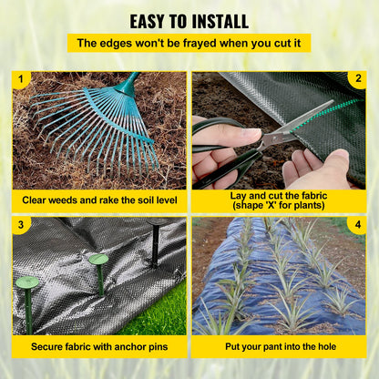 Weed Barrier, 5.8oz Landscape Fabric, 3ft x 300ft Cover Mat Heavy Duty Woven Grass Control Geotextile for Garden, Patio, Black