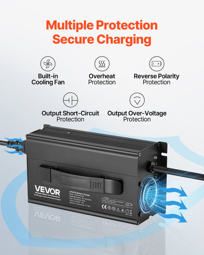 36V 18A Lithium Battery Charger, 43.8V, AC-DC LiFePO4 Smart Charger, with Anderson Connector, LED Indicator, 0V Activation, for Lithium LiFePO4 Deep Cycle Rechargeable Batteries of Boat, RV