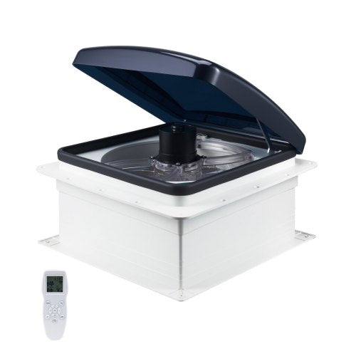 Husbilsfläkt, 14-tums takfläkt för husbil, 12V, kraftfull 10-växlad reversibel fläkt med fjärrkontroll, inbyggd likströmsmotor, kraftfullt topplock, 12-tums fläktblad, passar 14 x 14-tums taköppningar