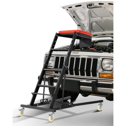 Krypvagn för fordonsmontering, med justerbar höjd 1219-1930 mm, 400 LBS kapacitet hög krypvagn, 4 svängbara hjul, kraftig krypvagn för bilreparation och underhåll