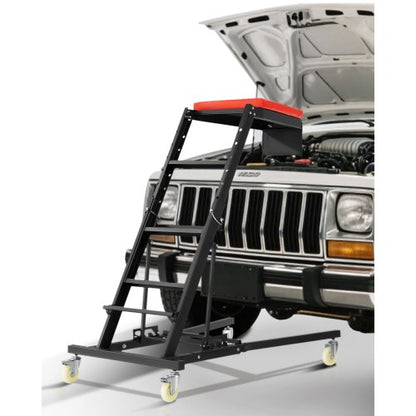 Krypvagn för fordonsmontering, med justerbar höjd 1219-1930 mm, 400 LBS kapacitet hög krypvagn, 4 svängbara hjul, kraftig krypvagn för bilreparation och underhåll