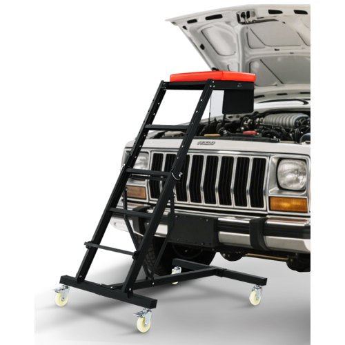 Krypväxel för bilar, krypväxel för motor med justerbar höjd 114 till 170 cm, kapacitet 180 kg, hög krypväxel, 4 svängbara hjul, kraftig krypväxel för bilreparation och underhåll